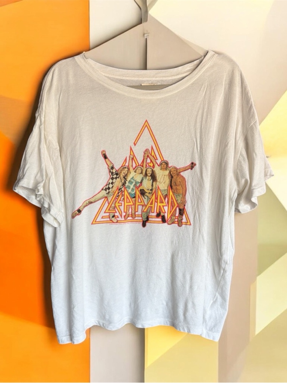 People of Leisure Def Leppard white tee size medium oversized relaxed boxy soft